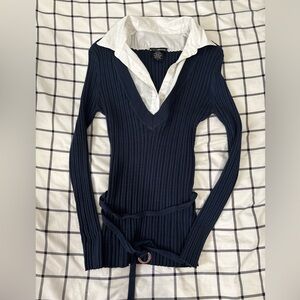VINTAGE Navy Blue Ribbed Sweater